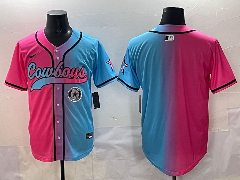 Men 2025 Dallas Cowboys Blank Blue pink Nike Limited NFL Jersey style 004